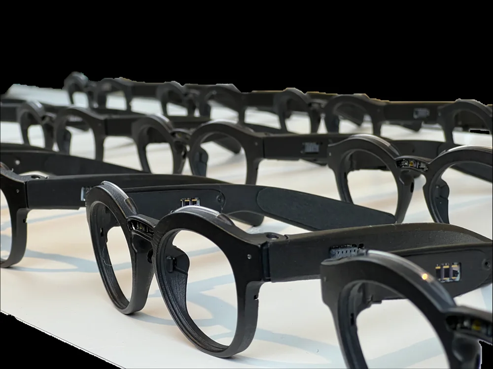 A collection of manufactured AirSpecs sensor-equipped eyeglasses